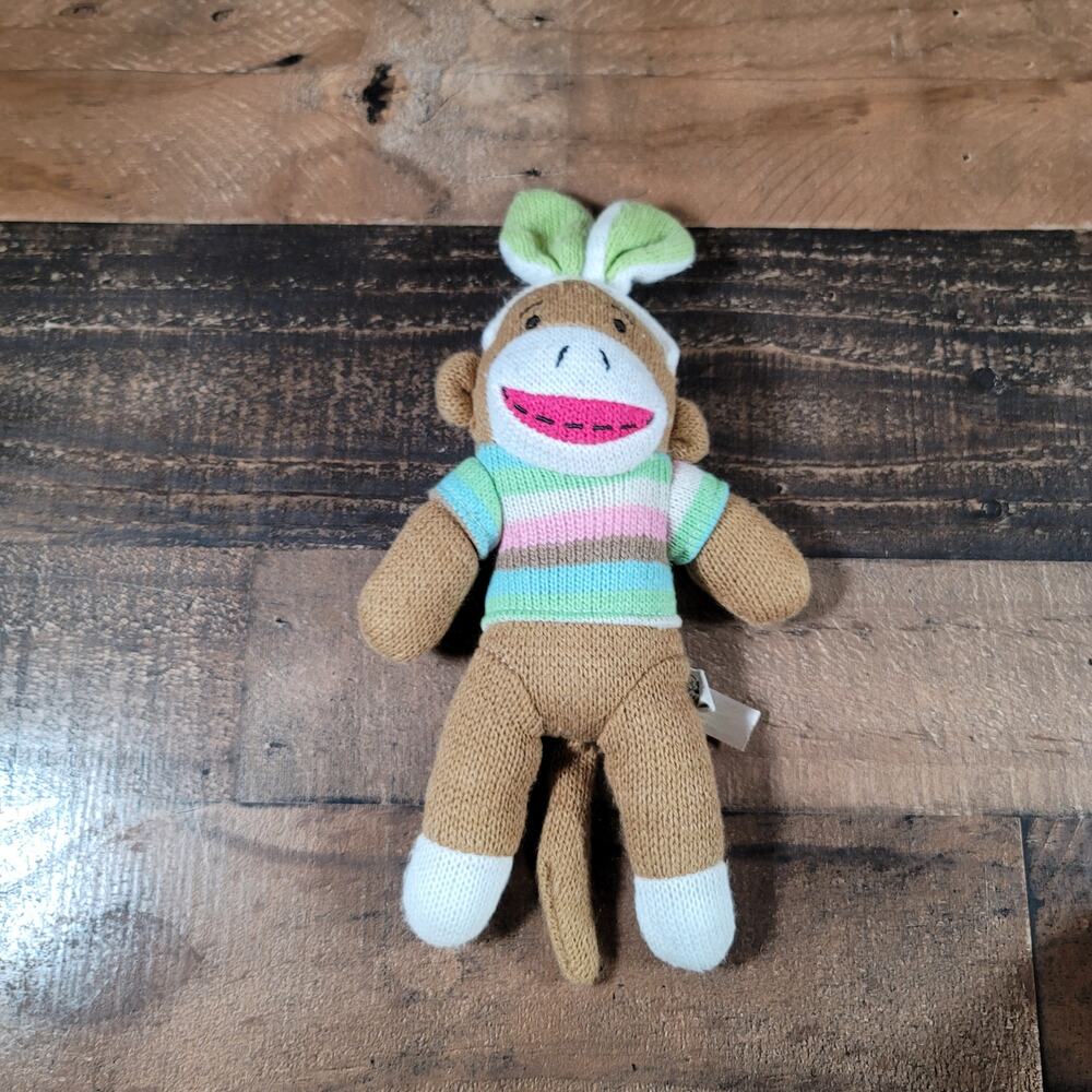 Bunny Rabbit Ears Sock Monkey Striped Shirt DAN DEE Collectors Choice 12"